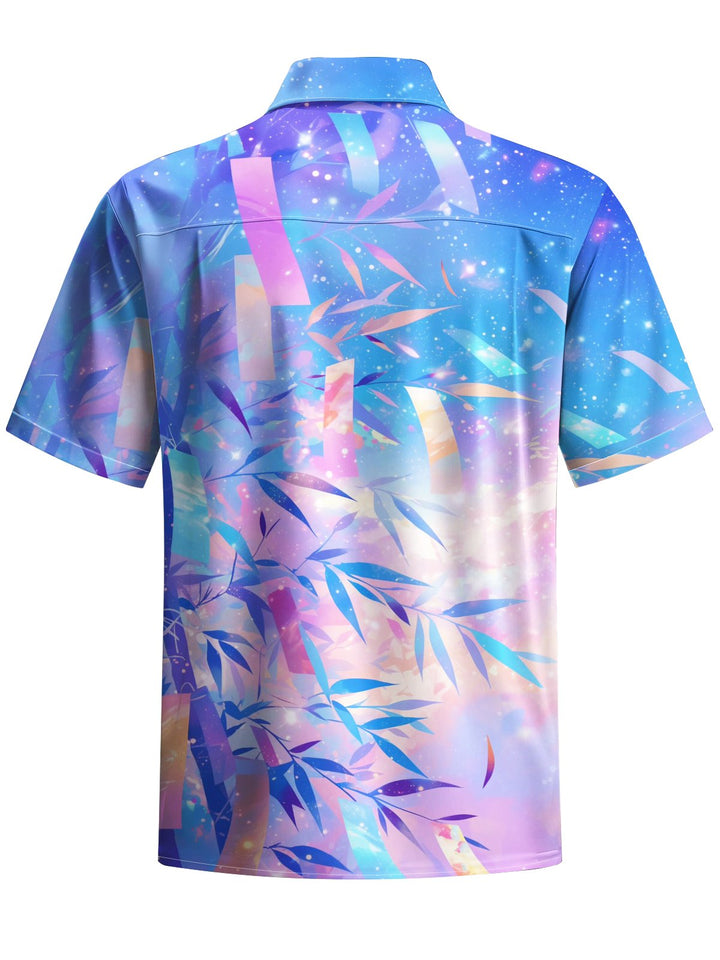 Alohadaddy® Hawaiian Bamboo Art Print Chest Pocket Mens Short Sleeve Shirt Big &amp; Tall