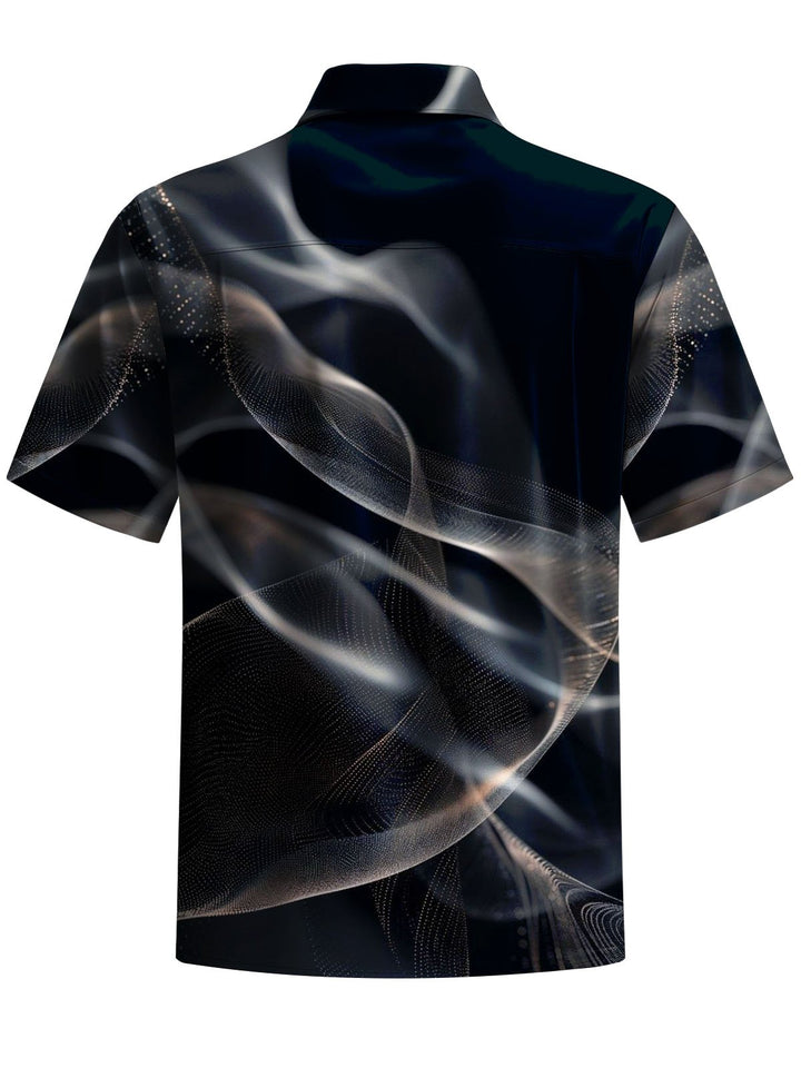 Alohadaddy® Casual Abstract Texture Art Print Chest Pocket Mens Wicking Short Sleeve Shirt Big &amp; Tall