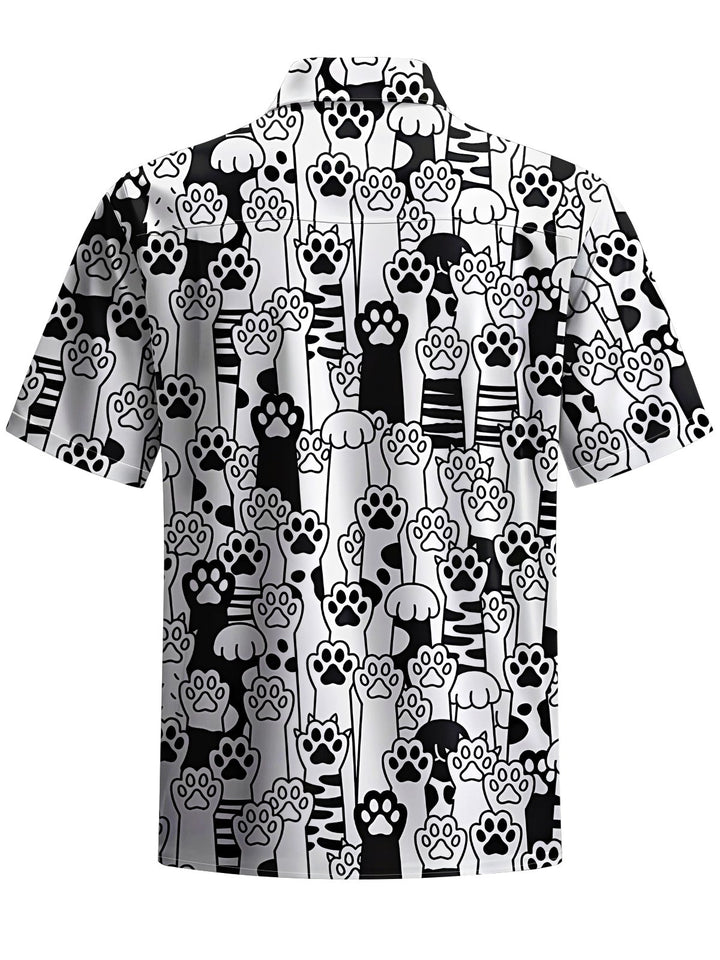 Alohadaddy® Casual Cat Paw Print Art Chest Pocket Men&