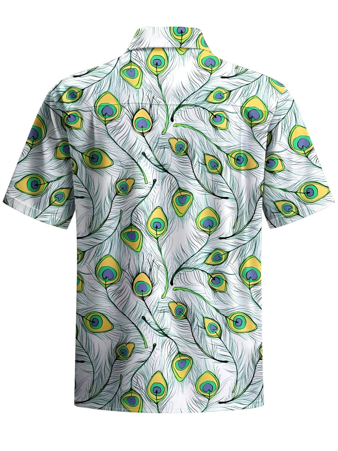 Alohadaddy® Casual Peacock Feather Painting Art Print Chest Pocket Men&