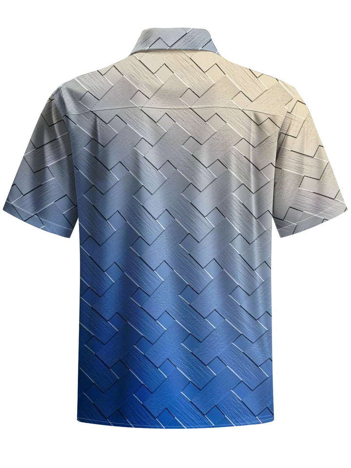 Alohadaddy® Casual Geometric Gradient Art Print Chest Pocket Men&