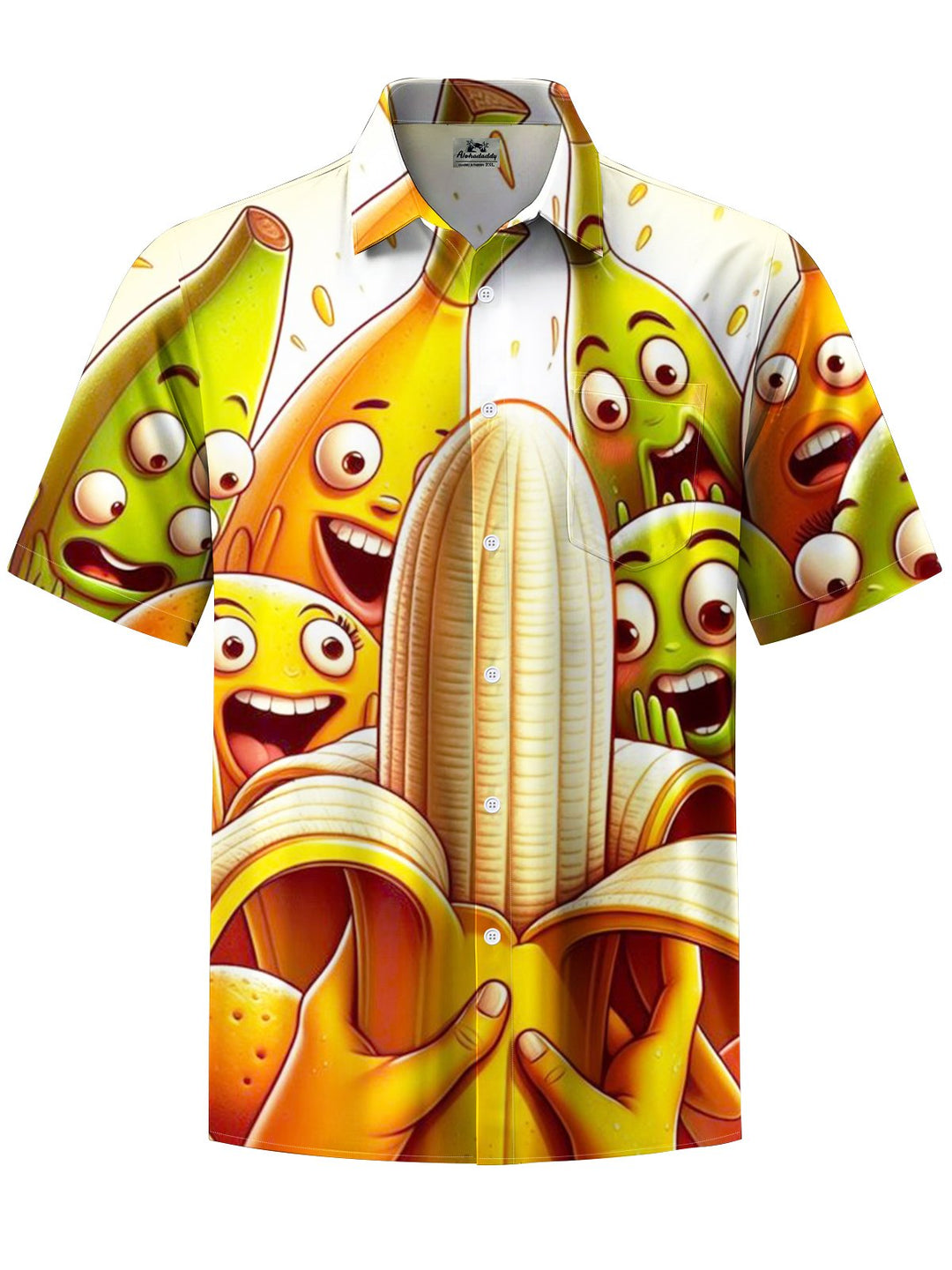 Alohadaddy® Casual Cartoon Fun Print Art Chest Pocket Men&