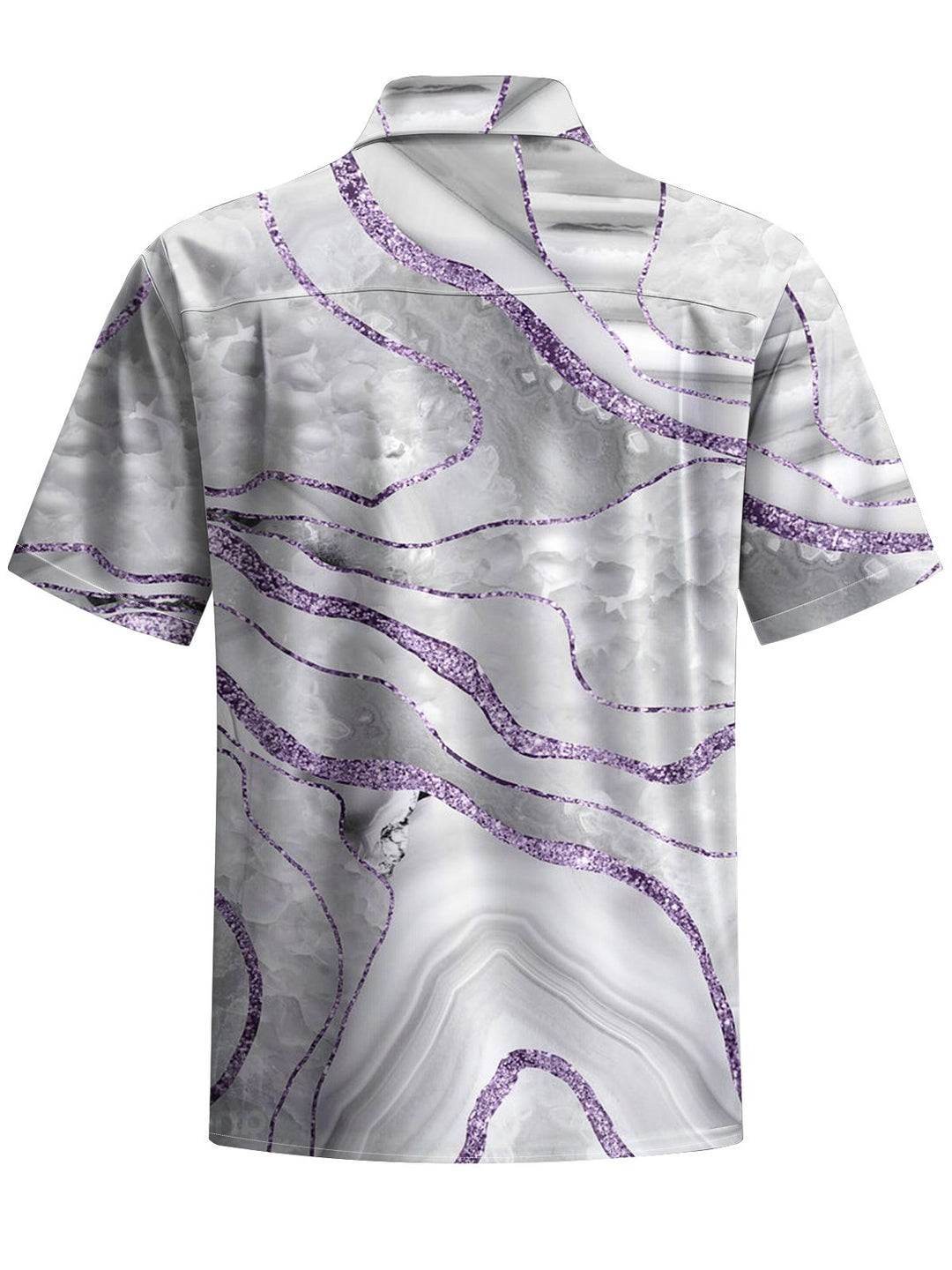 Alohadaddy® Casual Marble Art Print Chest Pocket Stretch Men&