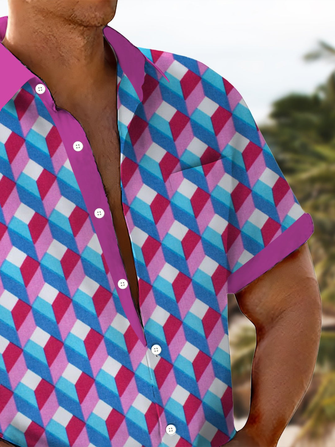 Alohadaddy® Casual Geometric Cube Print Art Men&