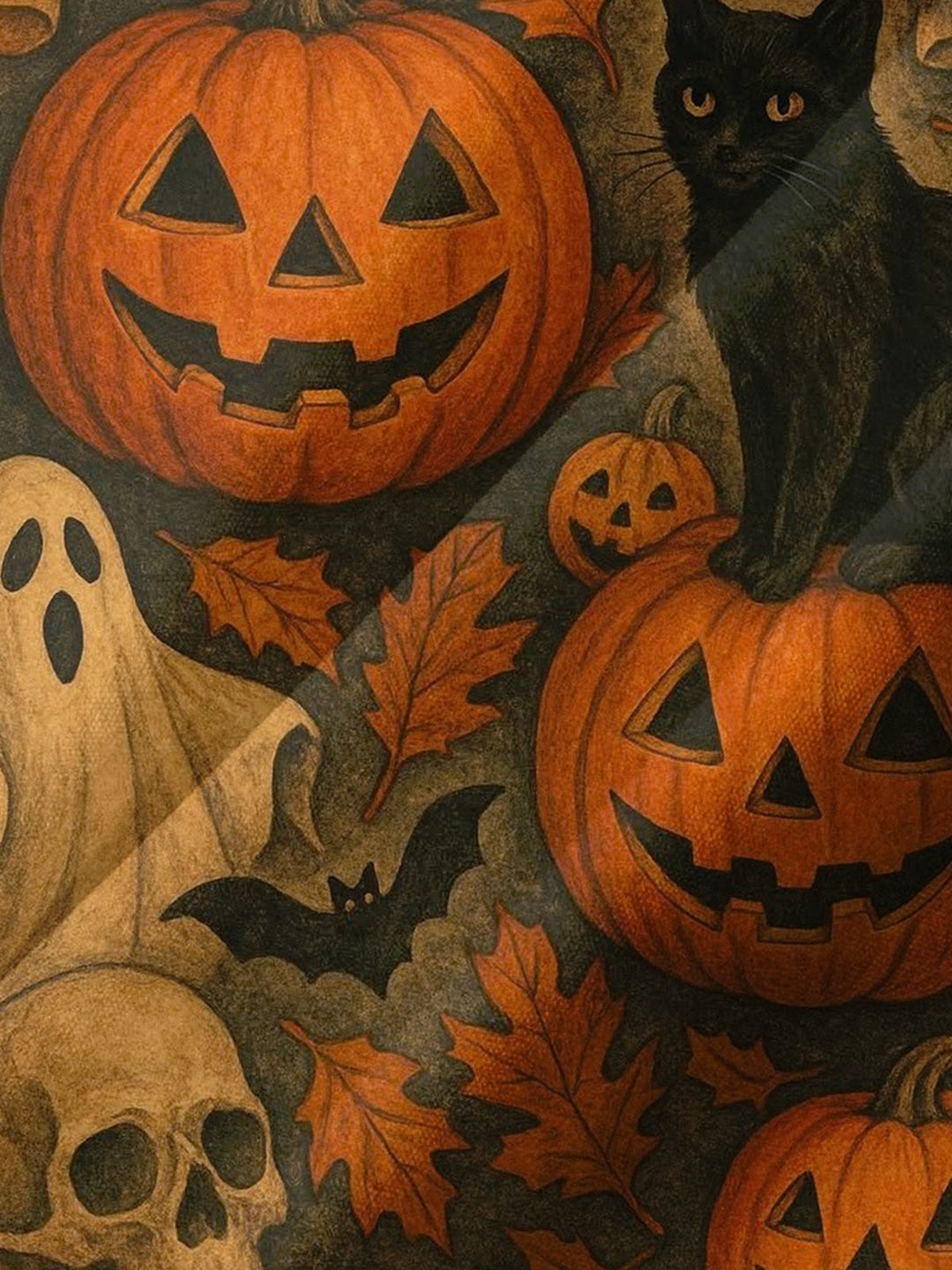 Alohadaddy® Halloween Pumpkin Monster Printed Artwork Chest Pocket Men&