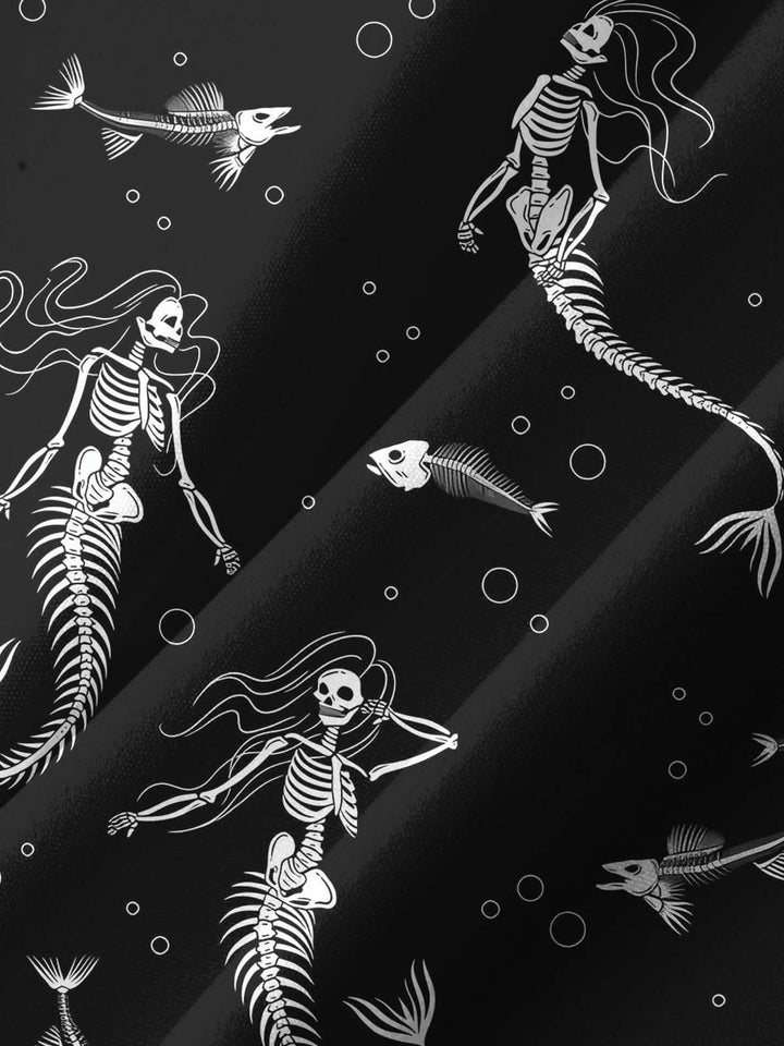Alohadaddy® Casual Mermaid Skull Print Art Pocket Elastic Men&