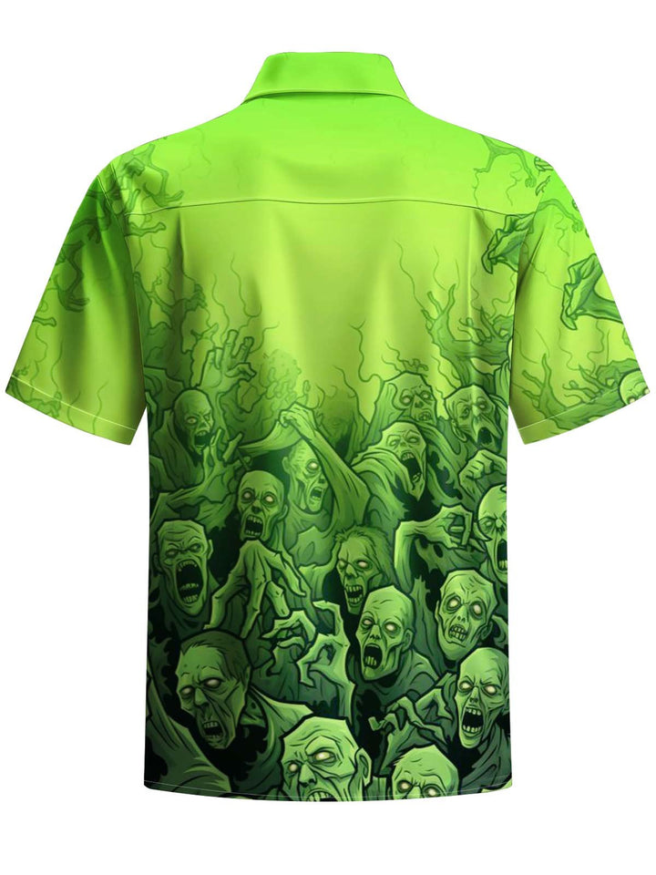 Alohadaddy® Halloween Holiday Skull Art Print Chest Pocket Men&