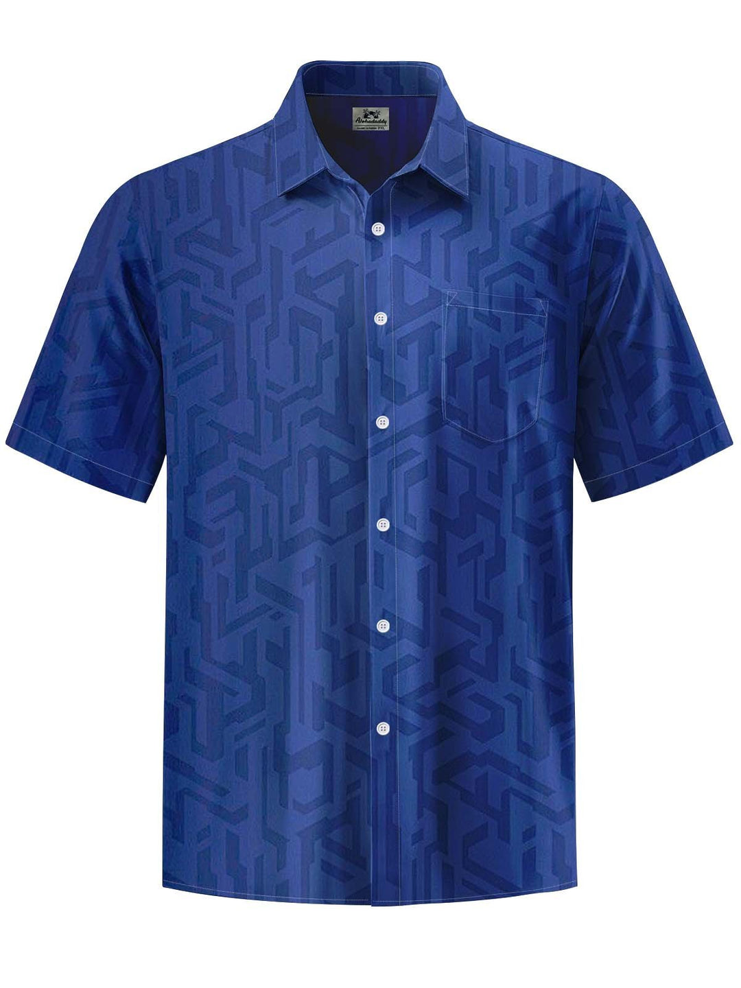 Alohadaddy® Vintage Geometric Art Print Chest Pocket Stretch Men&