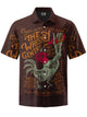 Alohadaddy® Vintage Whiskey Gentleman Rooster Print Button Pocket Stretch Men's Short Sleeve Shirt Big & Tall