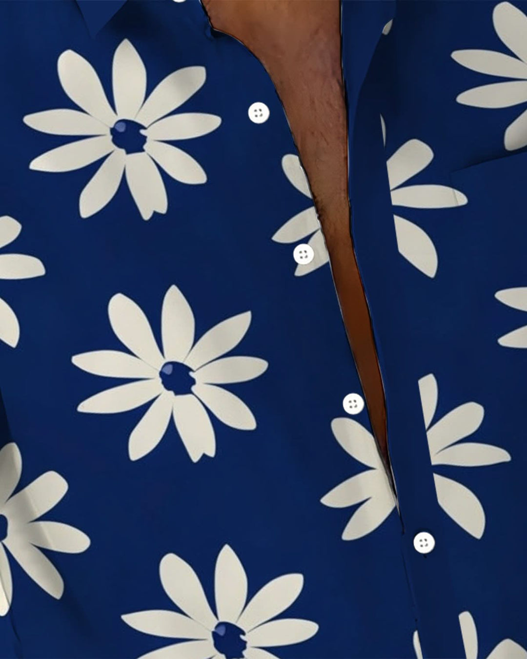 Alohadaddy® Retro Flower Colorblock Print Pocket Elastic Button Men&