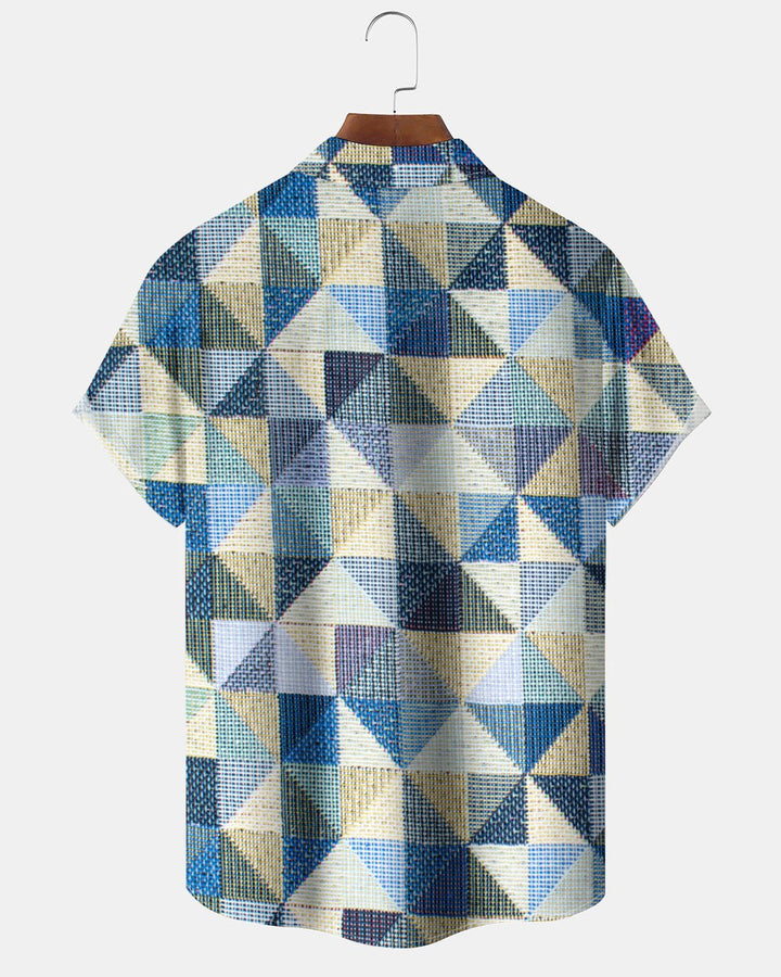 Alohadaddy® Casual Geometric Triangle Gift Art Print Stretch Button Pocket Men&