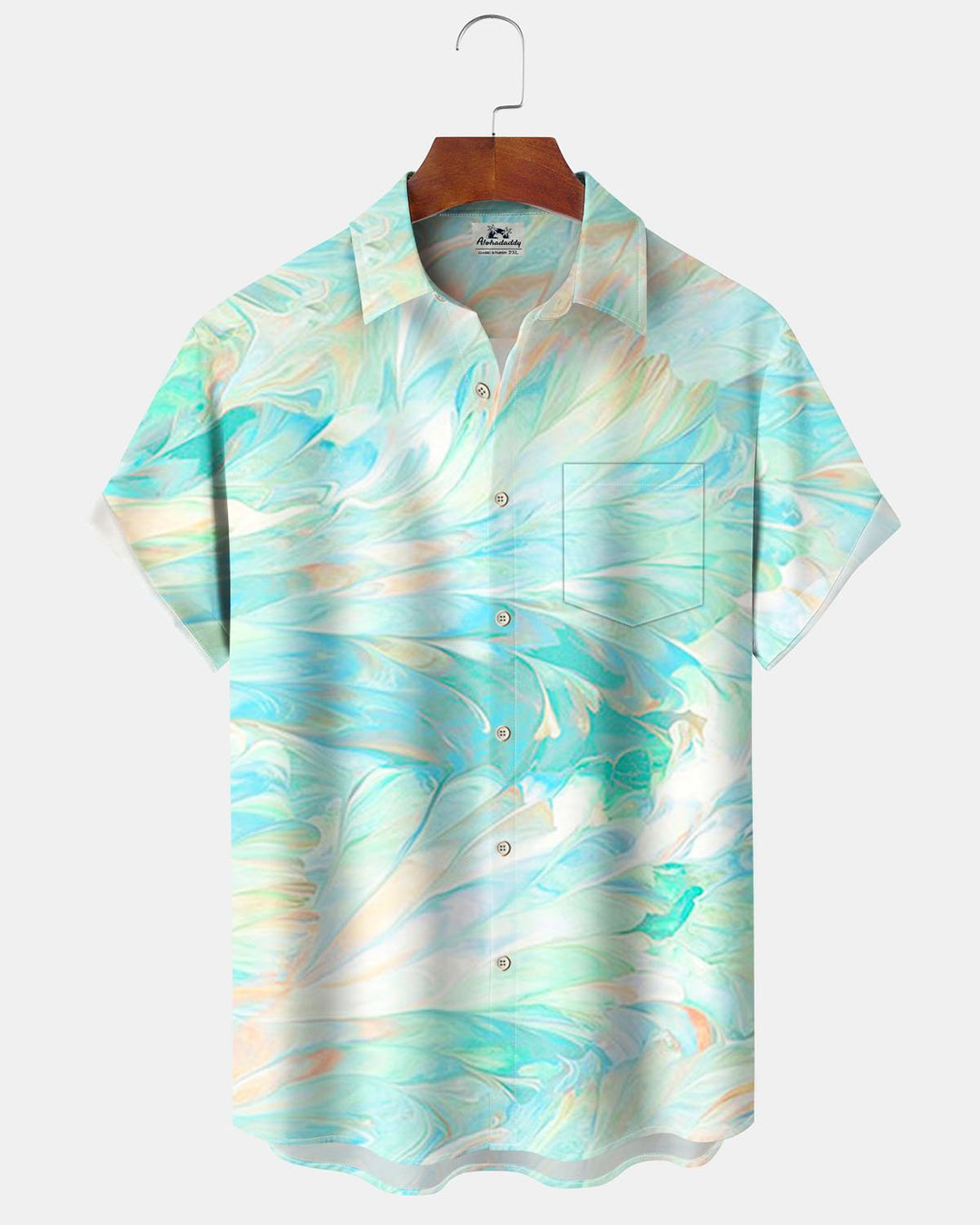 Alohadaddy® Hawaiian Feather Abstract Print Button-Down Short-Sleeve Shirt for Men Big &amp; Tall