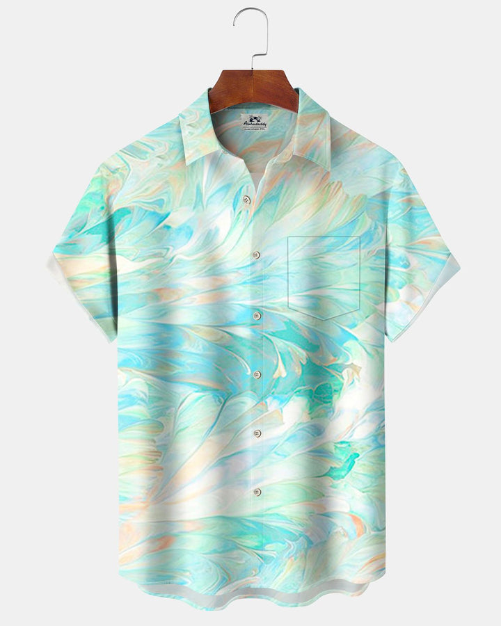 Alohadaddy® Hawaiian Feather Abstract Print Button-Down Short-Sleeve Shirt for Men Big &amp; Tall