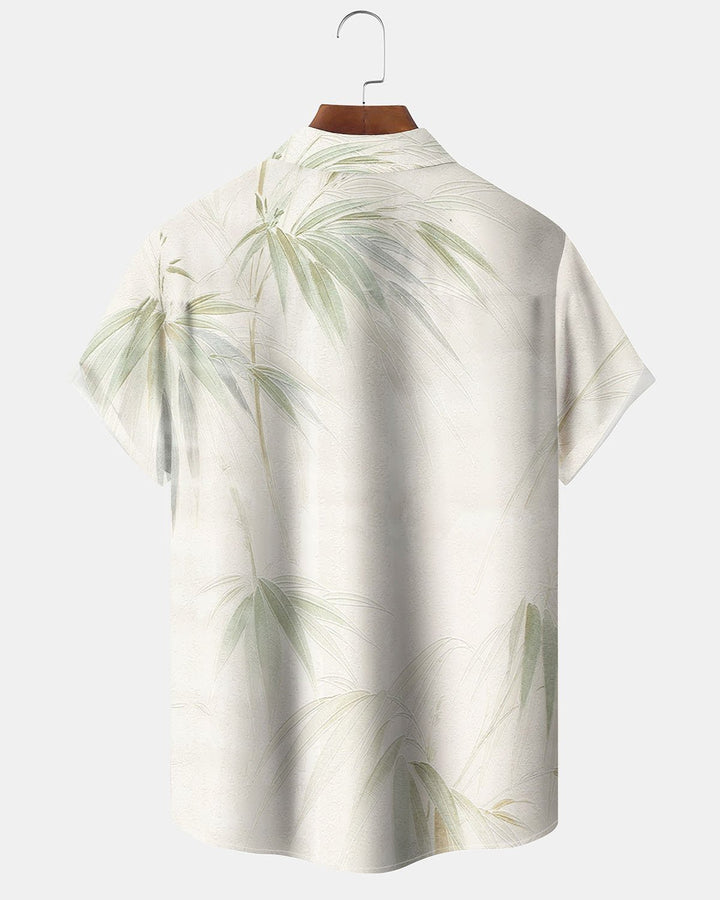 Alohadaddy® Hawaiian Bamboo Print Art Pocket Button Men&