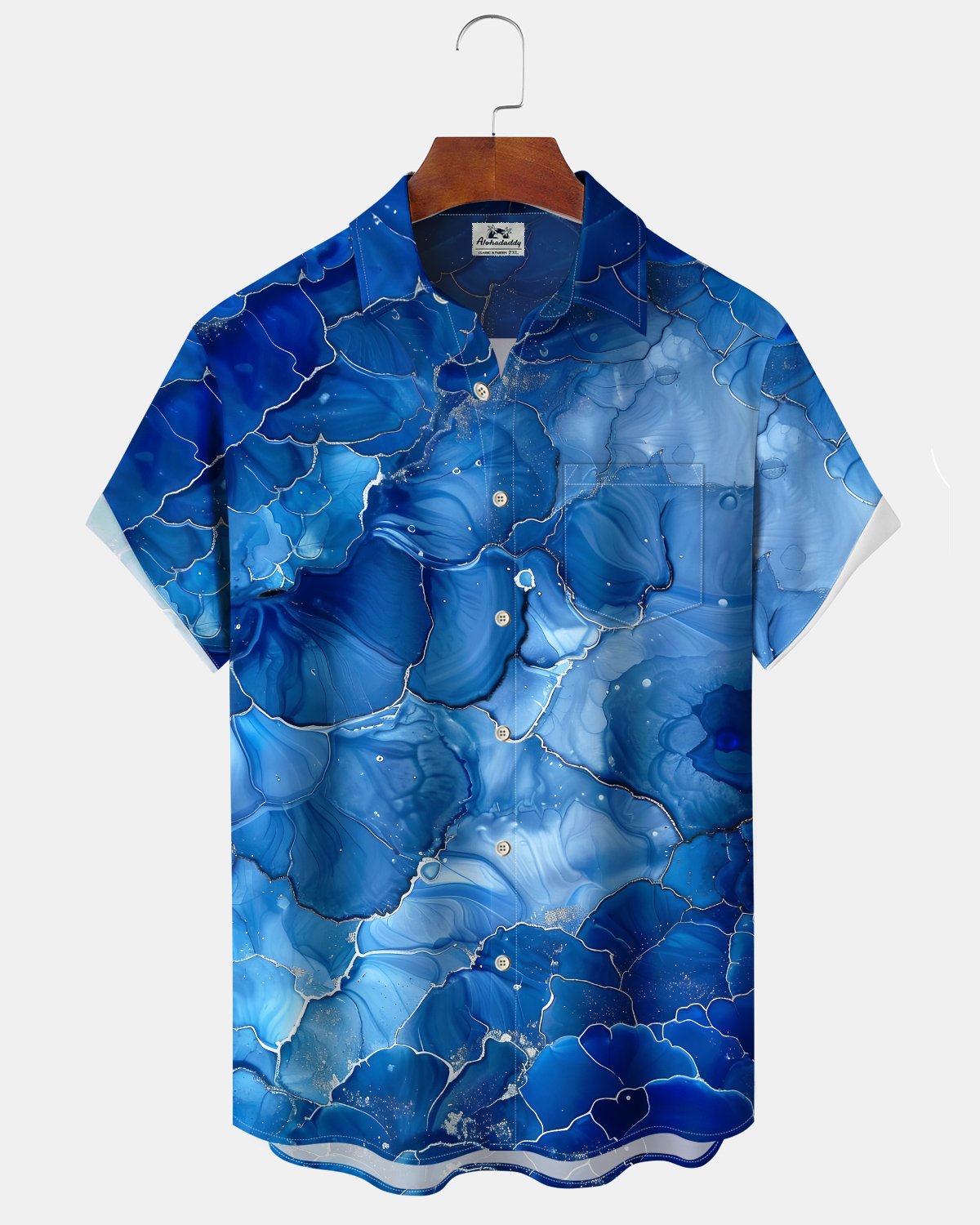 Alohadaddy® Casual Gradient Print Art Button Pocket Cardigan Men's Short Sleeve Shirt Big & Tall