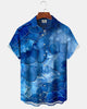 Alohadaddy® Casual Gradient Print Art Button Pocket Cardigan Men's Short Sleeve Shirt Big & Tall