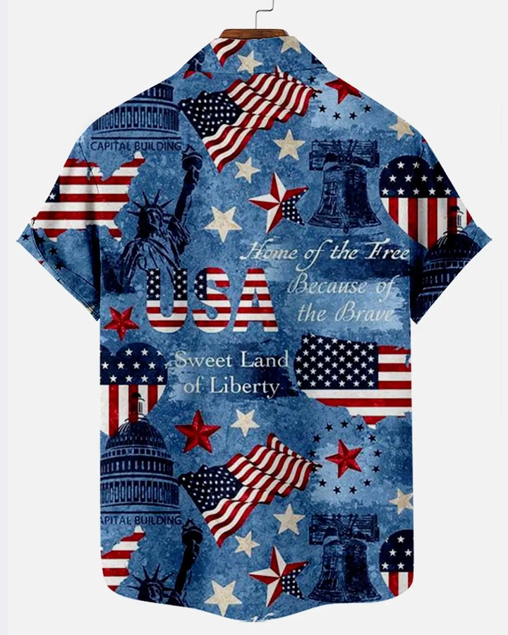Alohadaddy® Vintage Flag Print Art Button Pocket Cardigan Men&