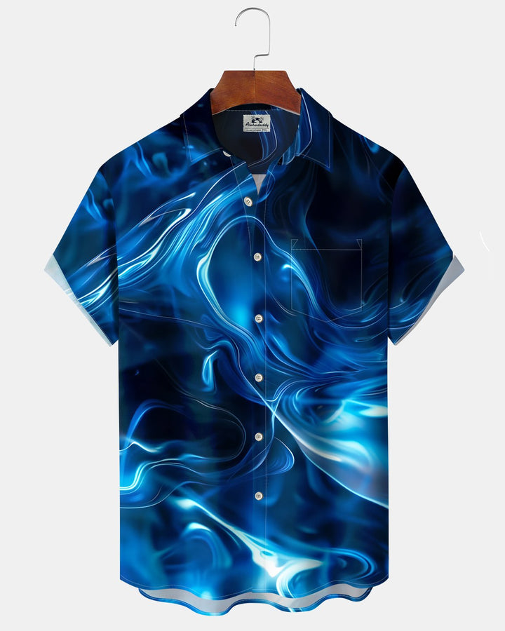Alohadaddy® Casual Abstract Print Art Button Pocket Cardigan Men&