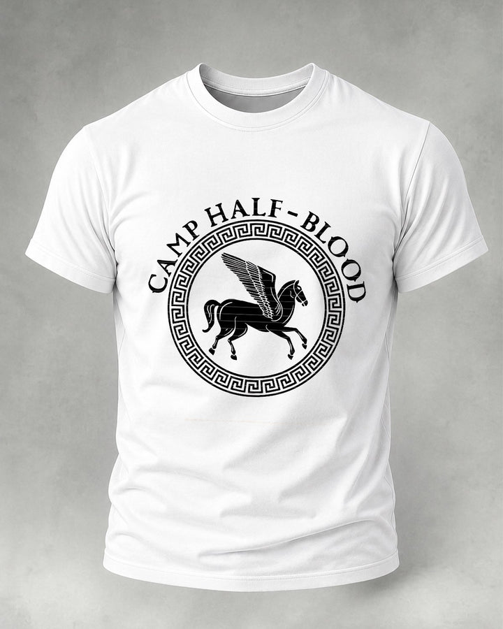 Alohadaddy® Casual Short-Sleeve Crew-Neck T-Shirt with Horse and Letter Print