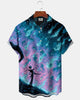 Alohadaddy® Men's Short-Sleeve Button-Down Shirt  Vintage Halloween Graphic Print with Pocket