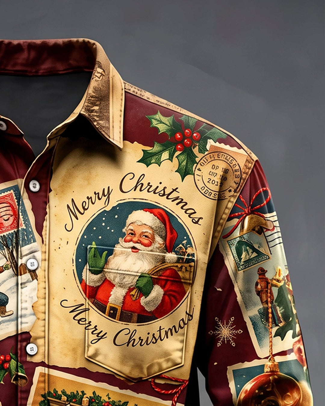 Alohadaddy® Holiday Christmas Photo Santa Claus Print Men&