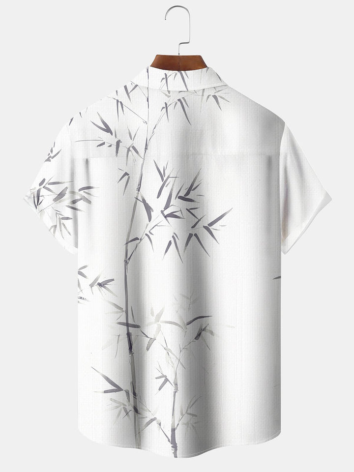Alohadaddy Casual Holiday Style Linen Bamboo Asymmetric Print Art Button Cardigan Pocket Stretch Large Size Long Short Sleeve Shirt