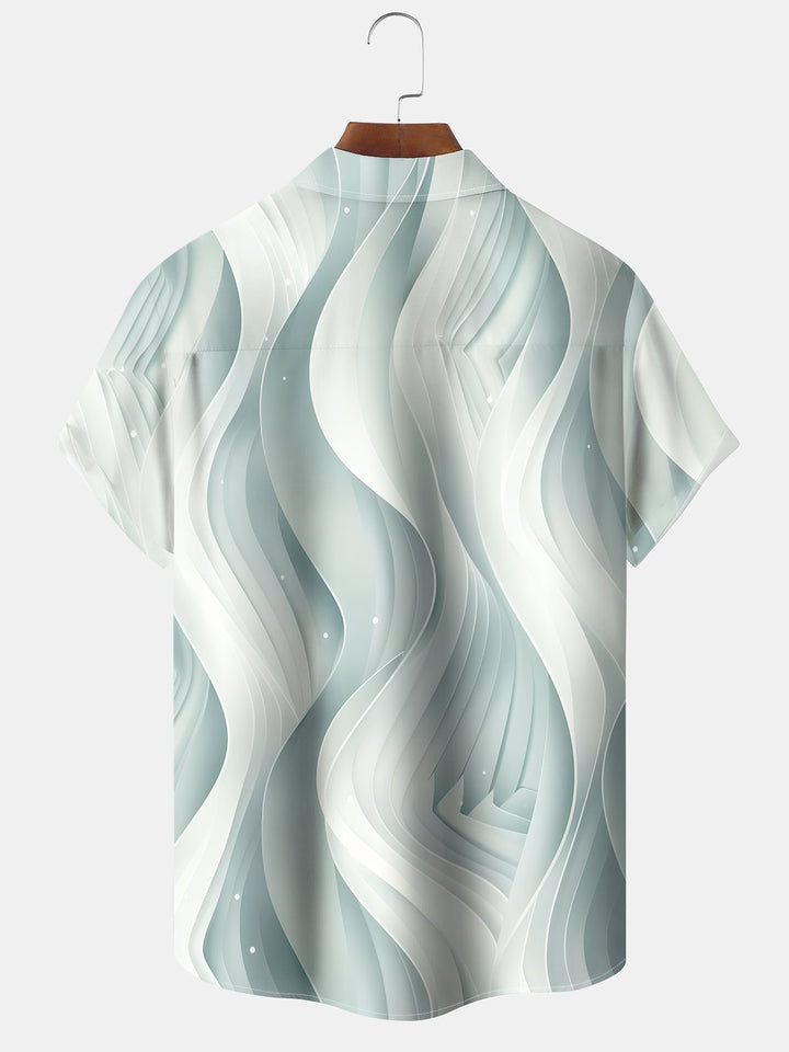 Alohadaddy Hawaiian Casual Geometric Abstract Pattern Print Art Button Cardigan Pockets Breathable Soft Long Large Size Short Sleeve Shirt