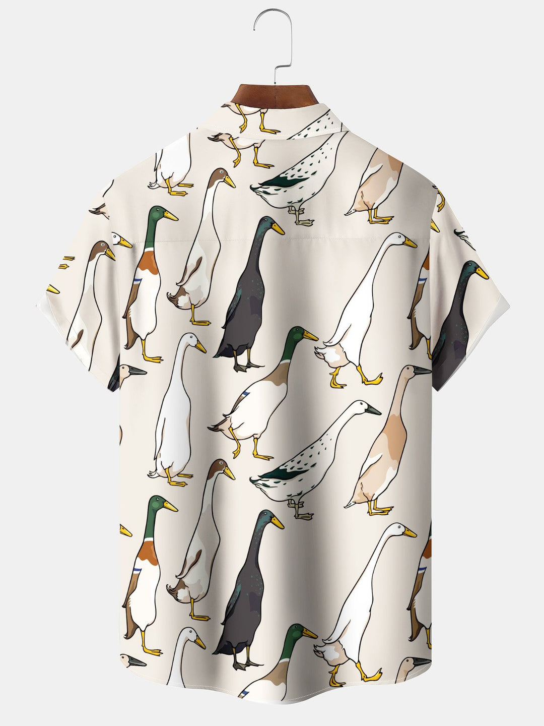 Alohadaddy Casual Collection Moisture-wicking Duck Print Chest Pocket Stretch Oversized Hawaiian Short Sleeve Shirt