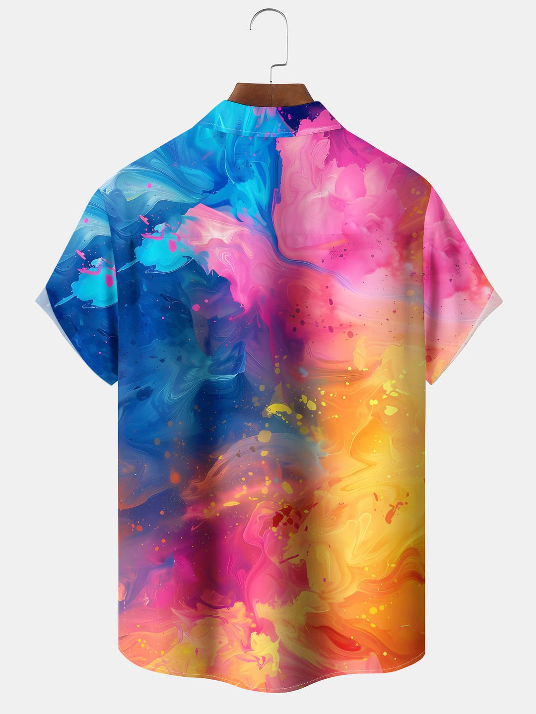 Alohadaddy® Vintage Gradient Abstract Art Print Chest Pocket Stretch Oversized Hawaiian Shirt