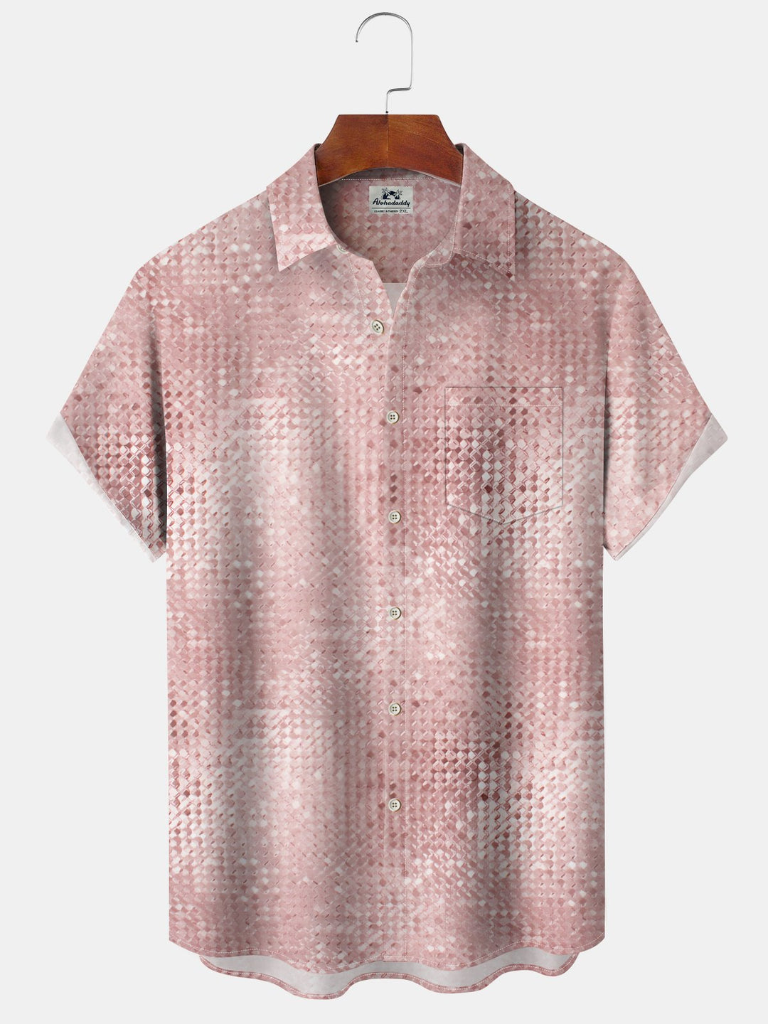 Alohadaddy® Vintage Geometric Art Print Pocket Stretch Hawaiian Men&
