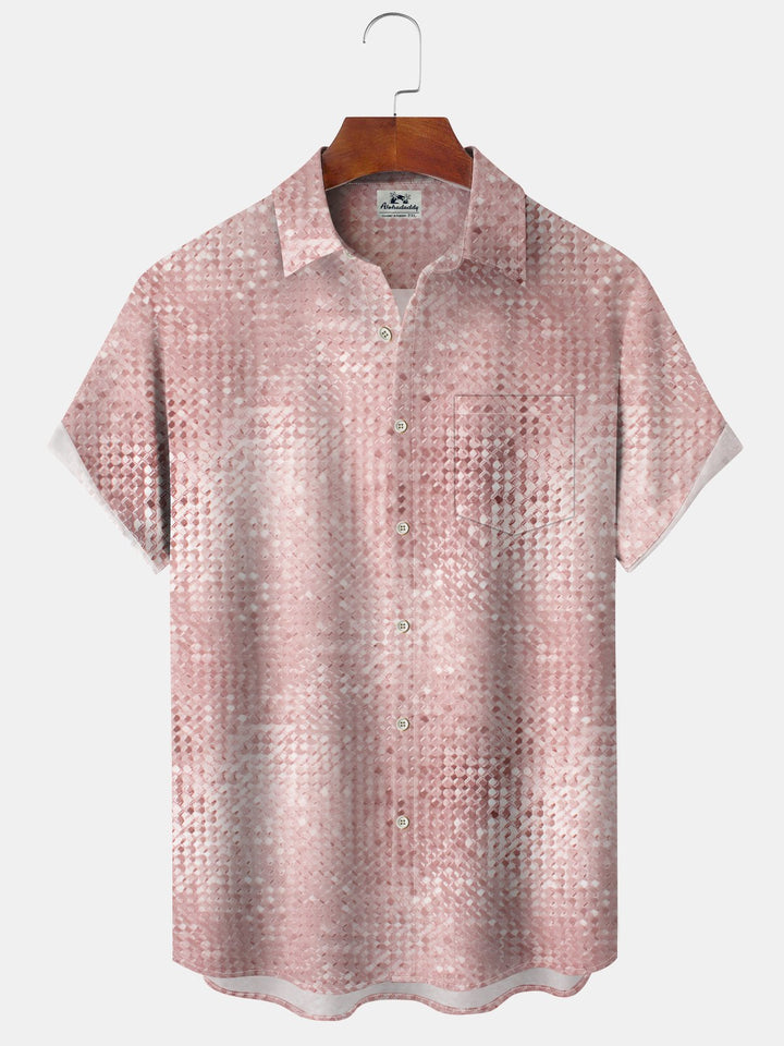 Alohadaddy® Vintage Geometric Art Print Pocket Stretch Hawaiian Men&