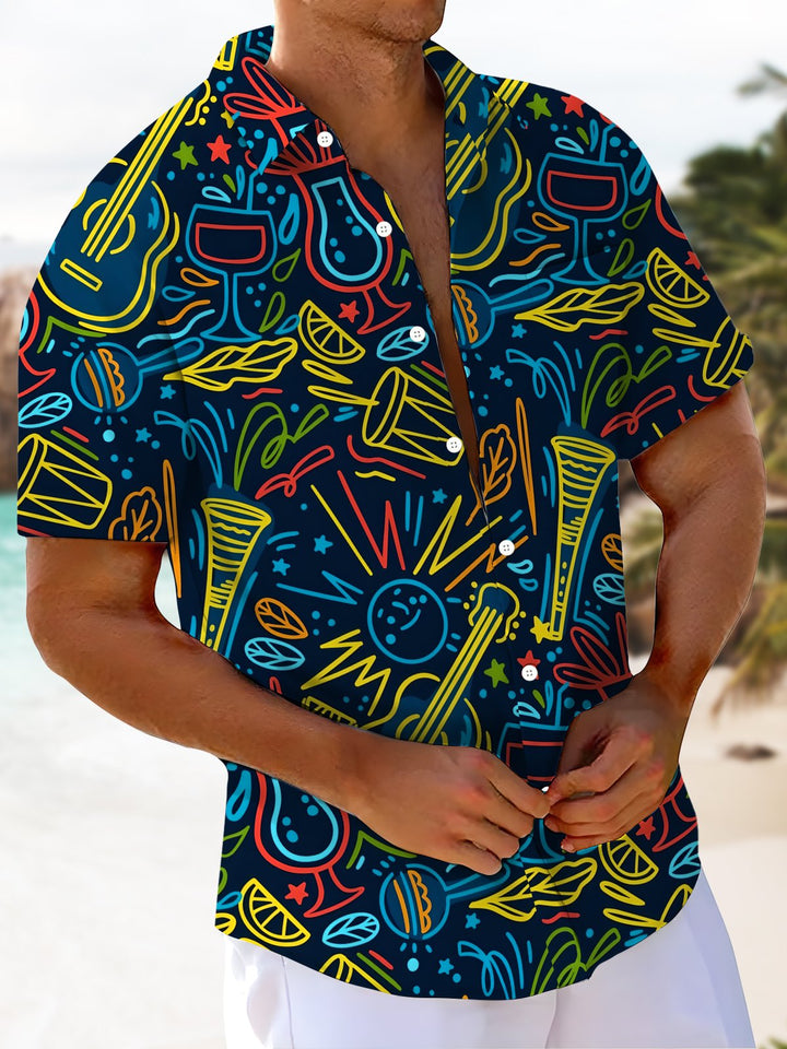 Alohadaddy® Casual Graffiti Print Art Pocket Stretch Big &amp; Tall Men&