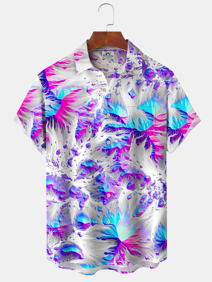 Alohadaddy® Casual Abstract Moisture Wicking Chest Pocket Hawaiian Men&
