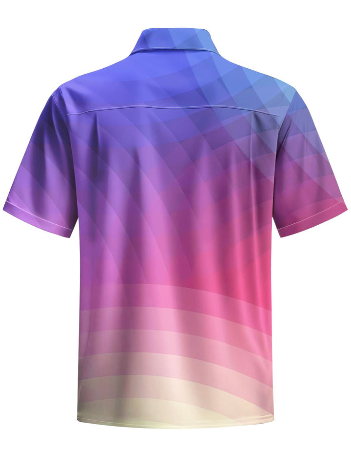 Alohadaddy® Casual Gradient Geometric Chest Pocket Men&