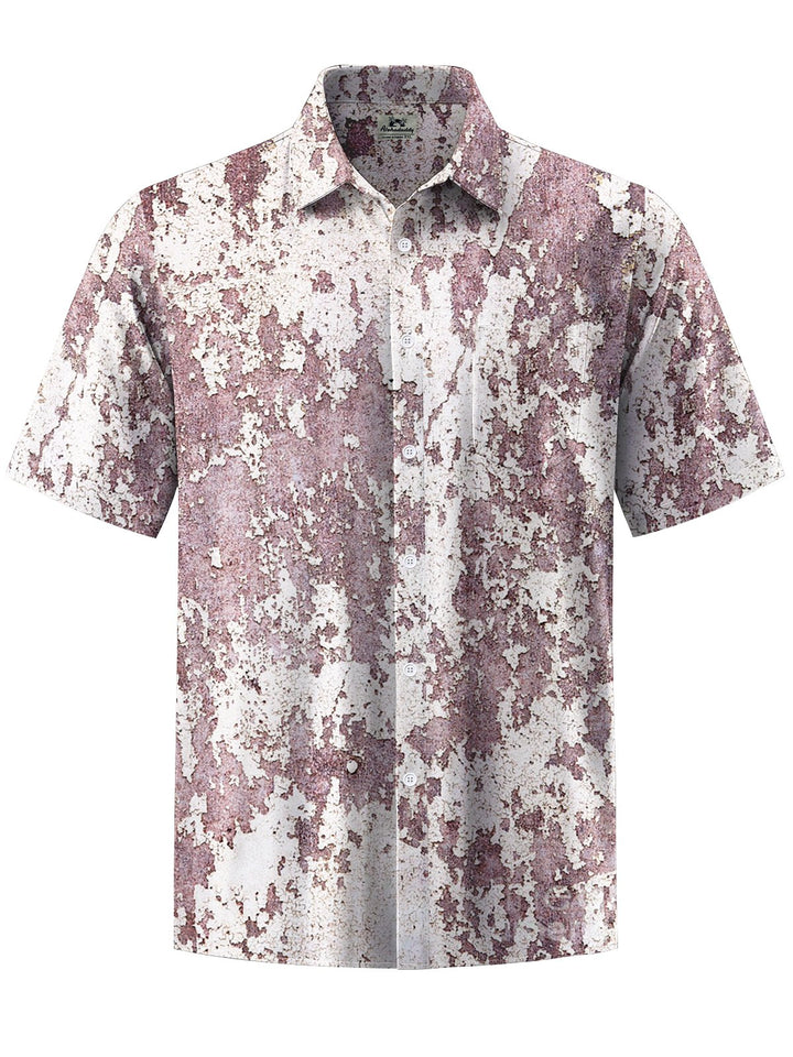 Alohadaddy® Casual Vintage Abstract Print Art Chest Pocket Men Short Sleeve Shirt Big &amp; Tall