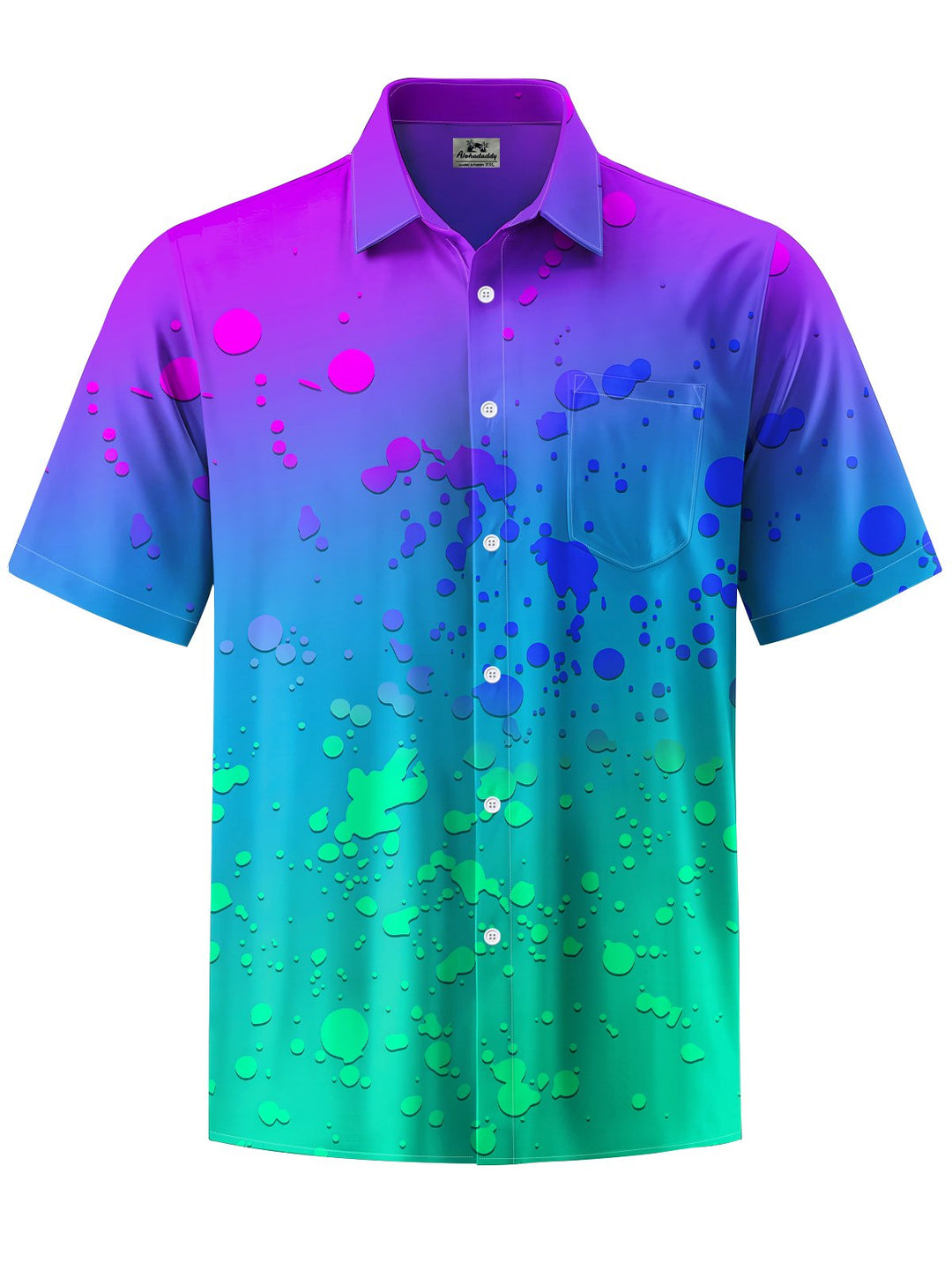 Alohadaddy® Casual Gradient Art Print Chest Pocket Men&