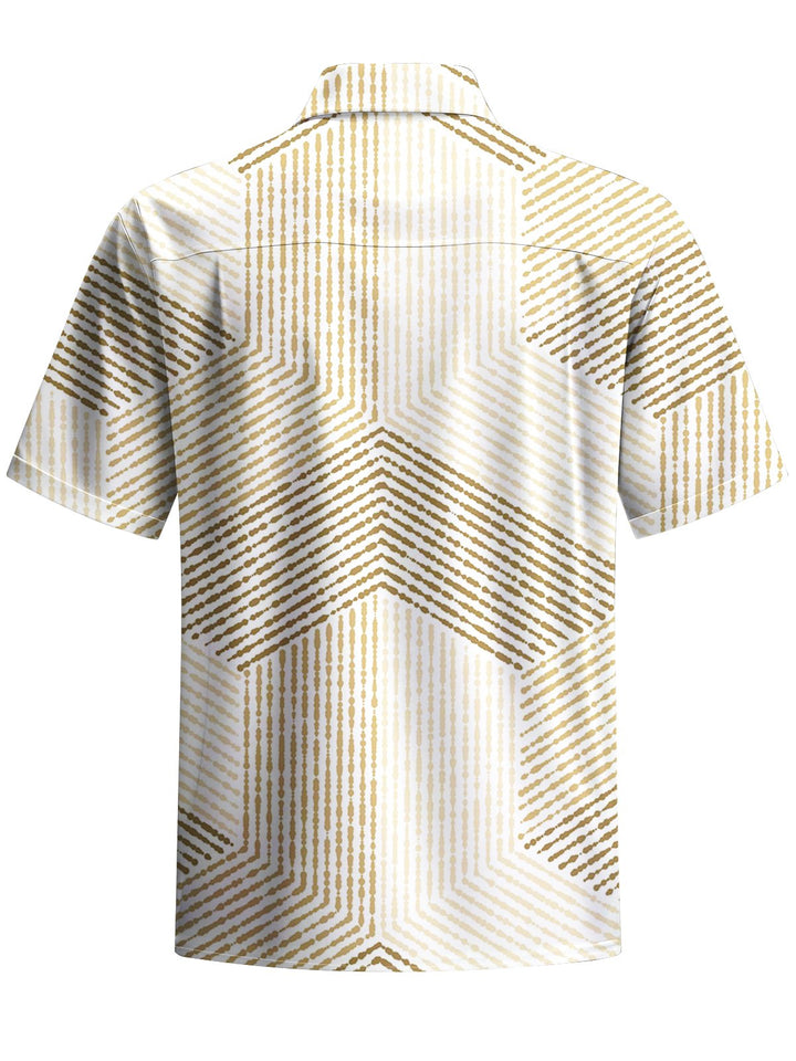 Alohadaddy® Casual Geometric Art Print Chest Pocket Moisture Wicking Men&