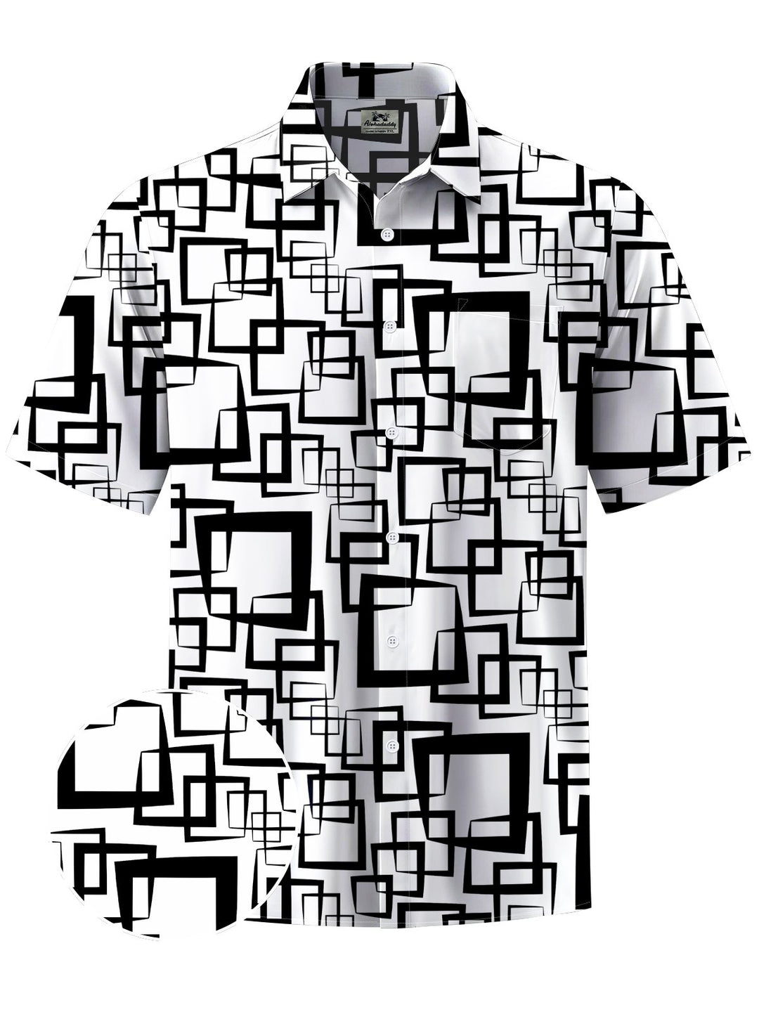 Alohadaddy® Casual Geometric Art Print Moisture Wicking Chest Pocket Mens Short Sleeve Shirt Big &amp; Tall