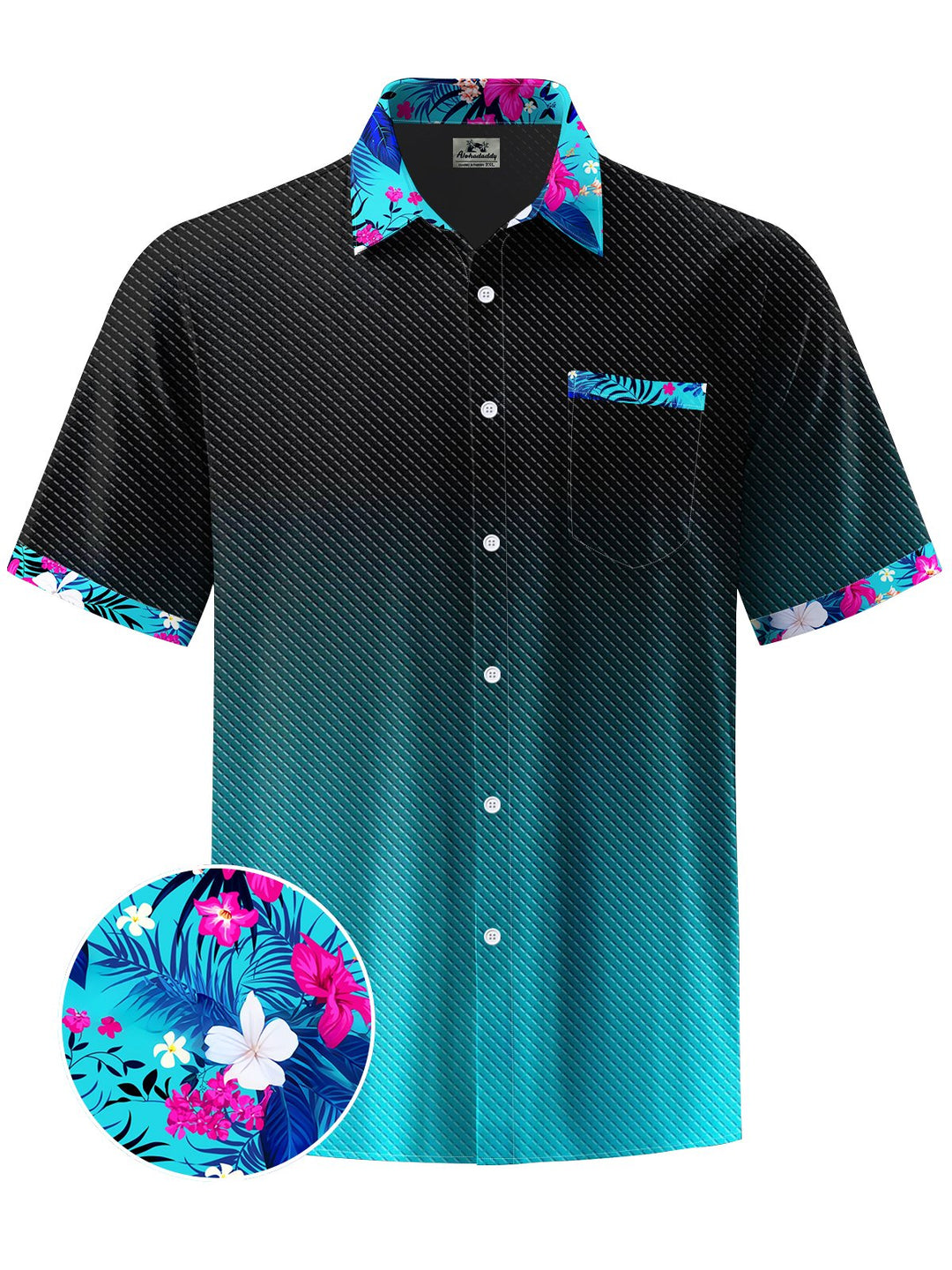 Alohadaddy® Casual Gradient Floral Art Print Mens Wicking Short Sleeve Shirt Big &amp; Tall