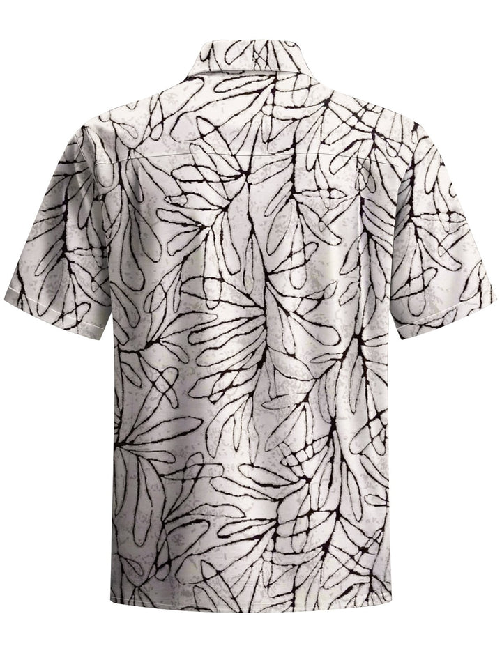 Alohadaddy® Casual Leaves Art Print Chest Pocket Men&
