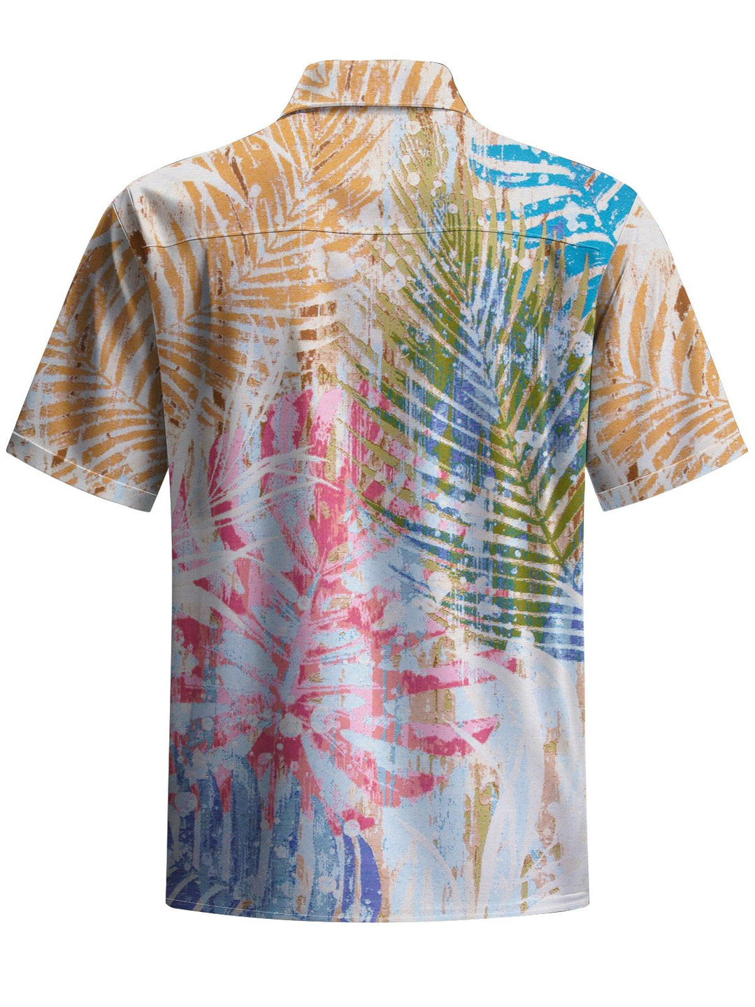 Alohadaddy® Casual Palm Leaf Art Print Chest Pocket Mens Short Sleeve Shirt Big &amp; Tall