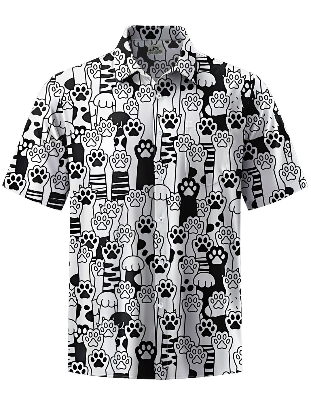 Alohadaddy® Casual Cat Paw Print Art Chest Pocket Men&
