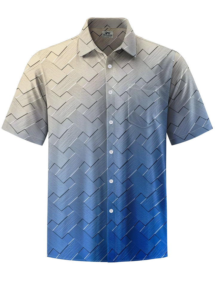 Alohadaddy® Casual Geometric Gradient Art Print Chest Pocket Men&