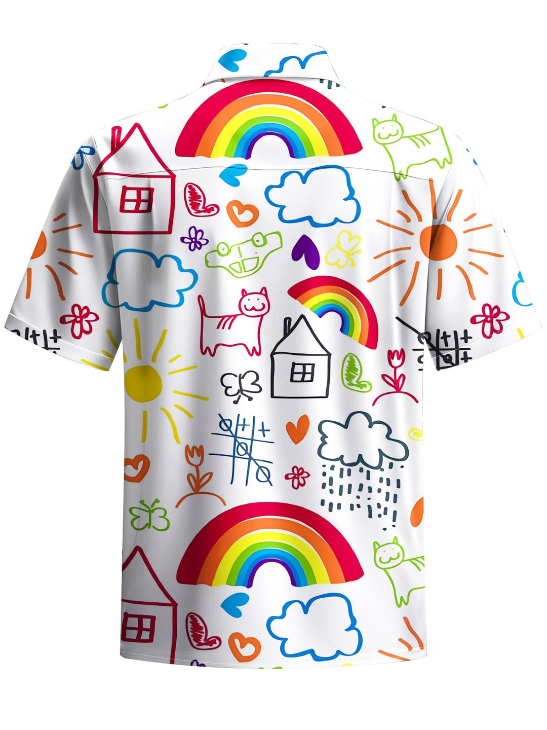Alohadaddy® Hawaiian Cartoon Drawing Print Art Chest Pocket Men&