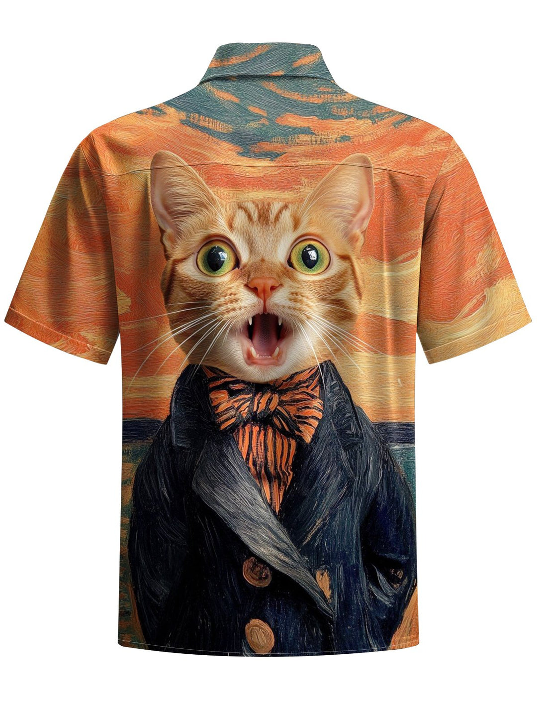 Alohadaddy® Casual Cat Painting Art Print Chest Pocket Men&