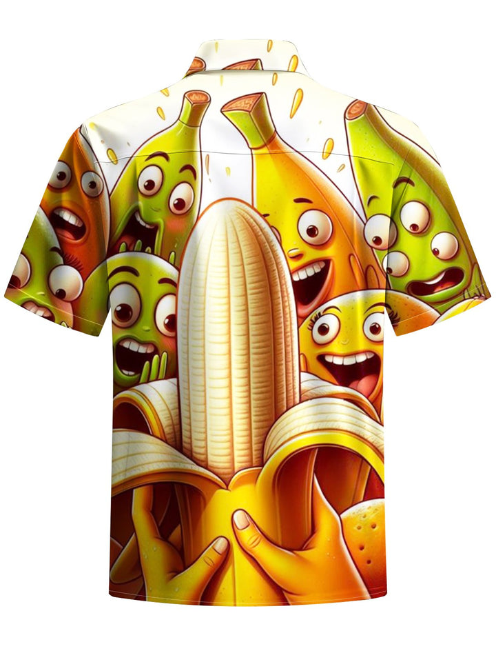 Alohadaddy® Casual Cartoon Fun Print Art Chest Pocket Men&