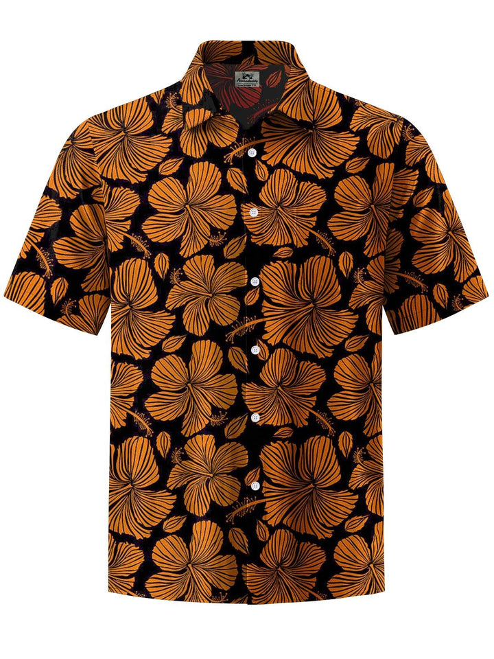 Alohadaddy® Vintage Hibiscus Flower Art Print Chest Pocket Men&