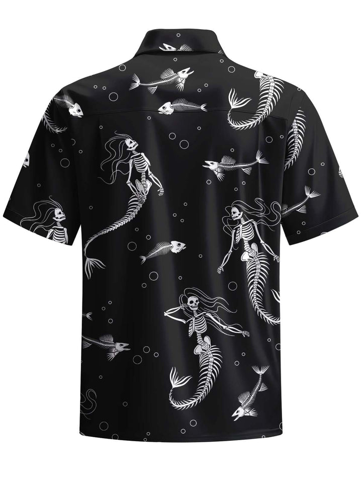 Alohadaddy® Casual Mermaid Skull Print Art Pocket Elastic Men&
