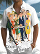 Alohadaddy® Vintage Mid-Century Cocktail Print Button Pocket Stretch Men's Short Sleeve Shirt Big & Tall