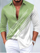 Alohadaddy® Casual Striped Contrast Color Print Glossy Elastic Button Men's Long Sleeve Shirt Big & Tall
